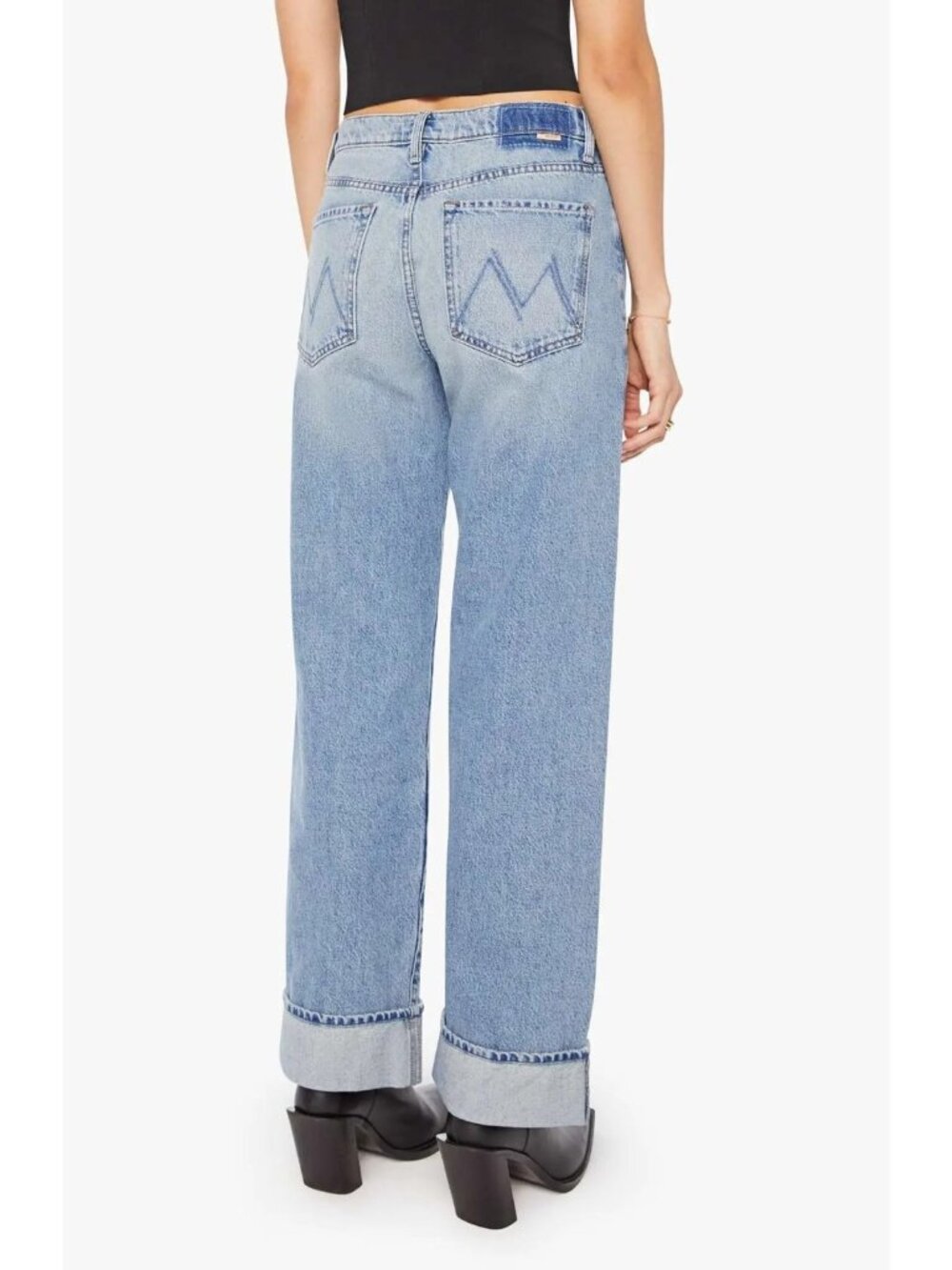 MOTHER The Dodger Skimp Womens Cuffed Hem Wide Leg Jeans Leap of Faith Size 31 - Picture 2 of 3